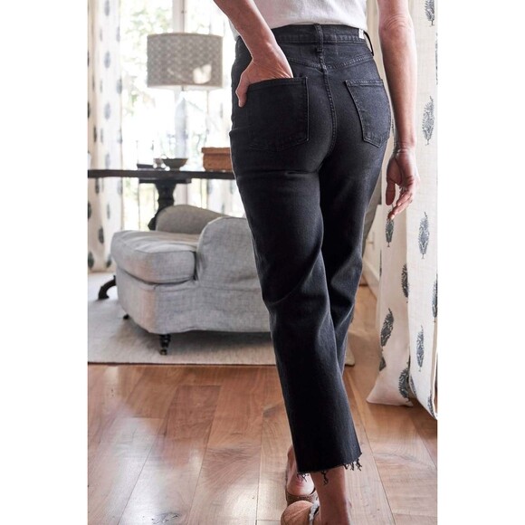 Frank & Eileen Monaghan Size 28  Mom Jeans Black Wash High Rise Straight $249 - Picture 2 of 16